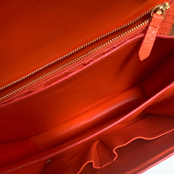 Authentic Celine box bag in bright orange python - Picture 7 of 8